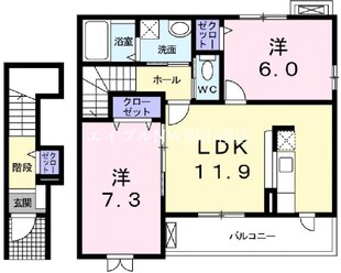 岡山駅 バス60分  田井下車：停歩8分 2階の物件間取画像